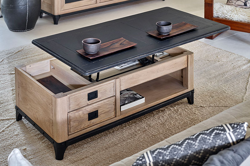 Table basse noire bois INDUS