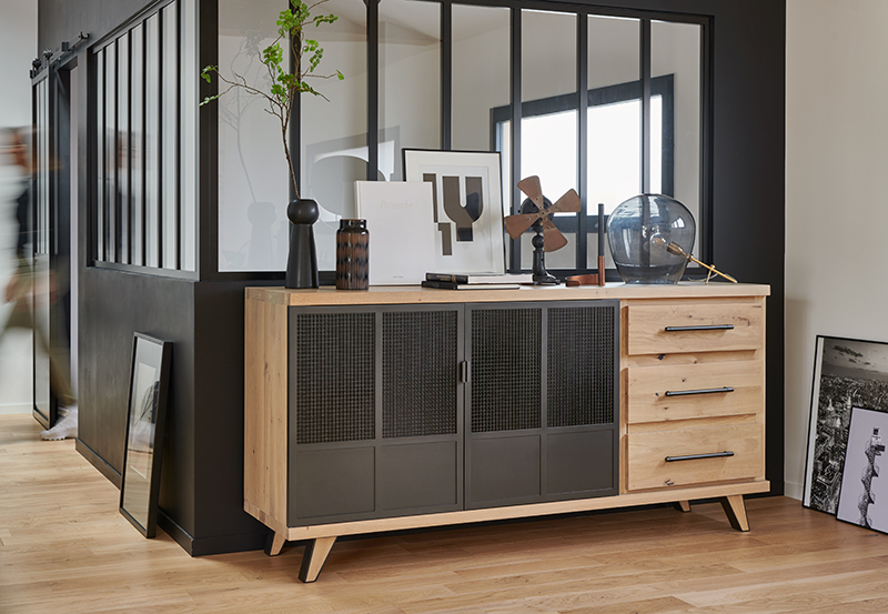 Enfilade noire et bois GALLERY